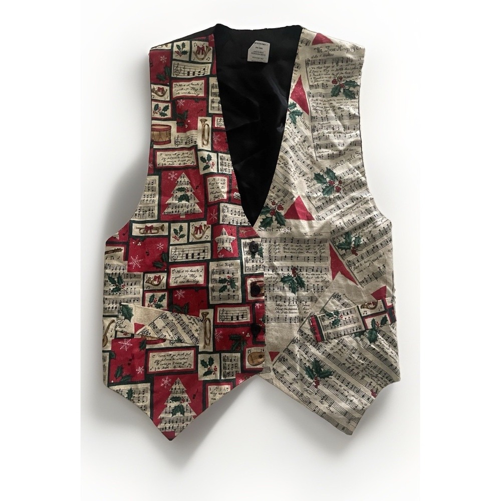 Vintage cottagecore 1990 Teacher Holiday Christmas Music Vest Women Size XL